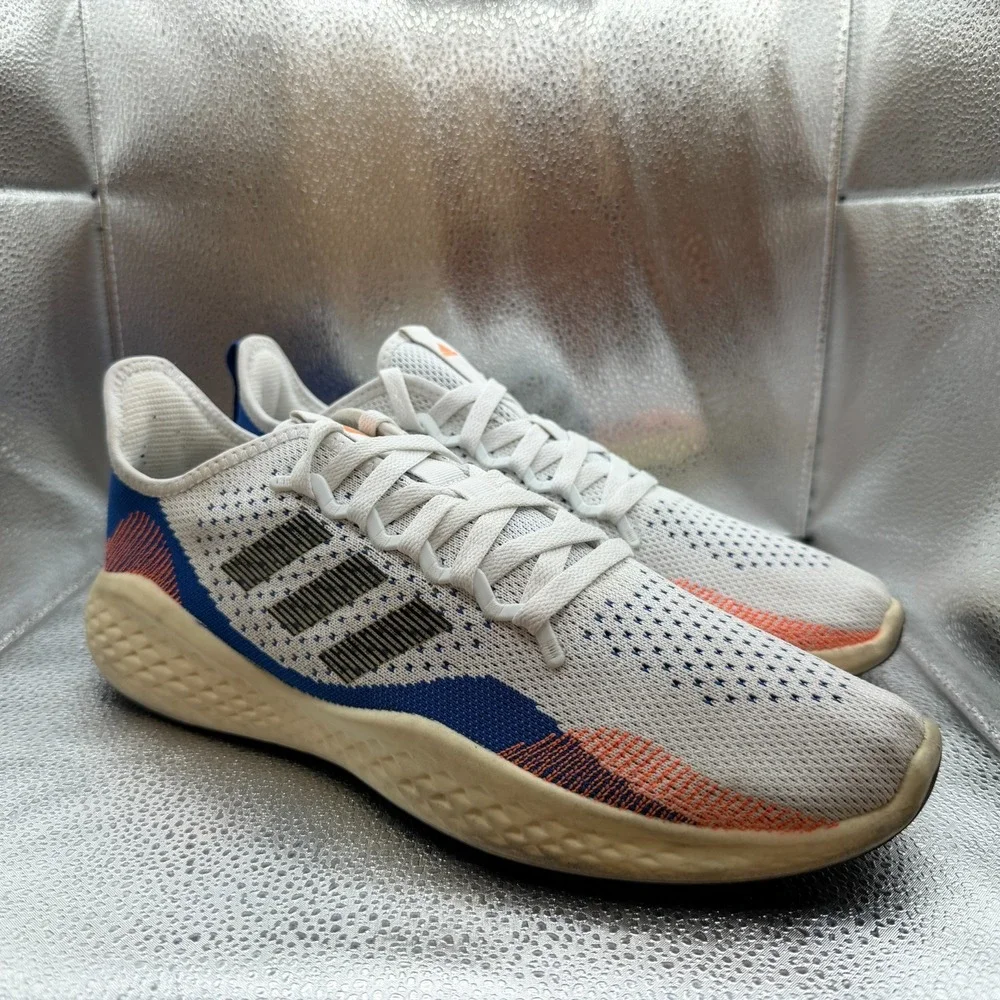 Size 11.5 Adidas Fluidflow 2.0 White Royal Blue Mens Running Shoes FY5959‎